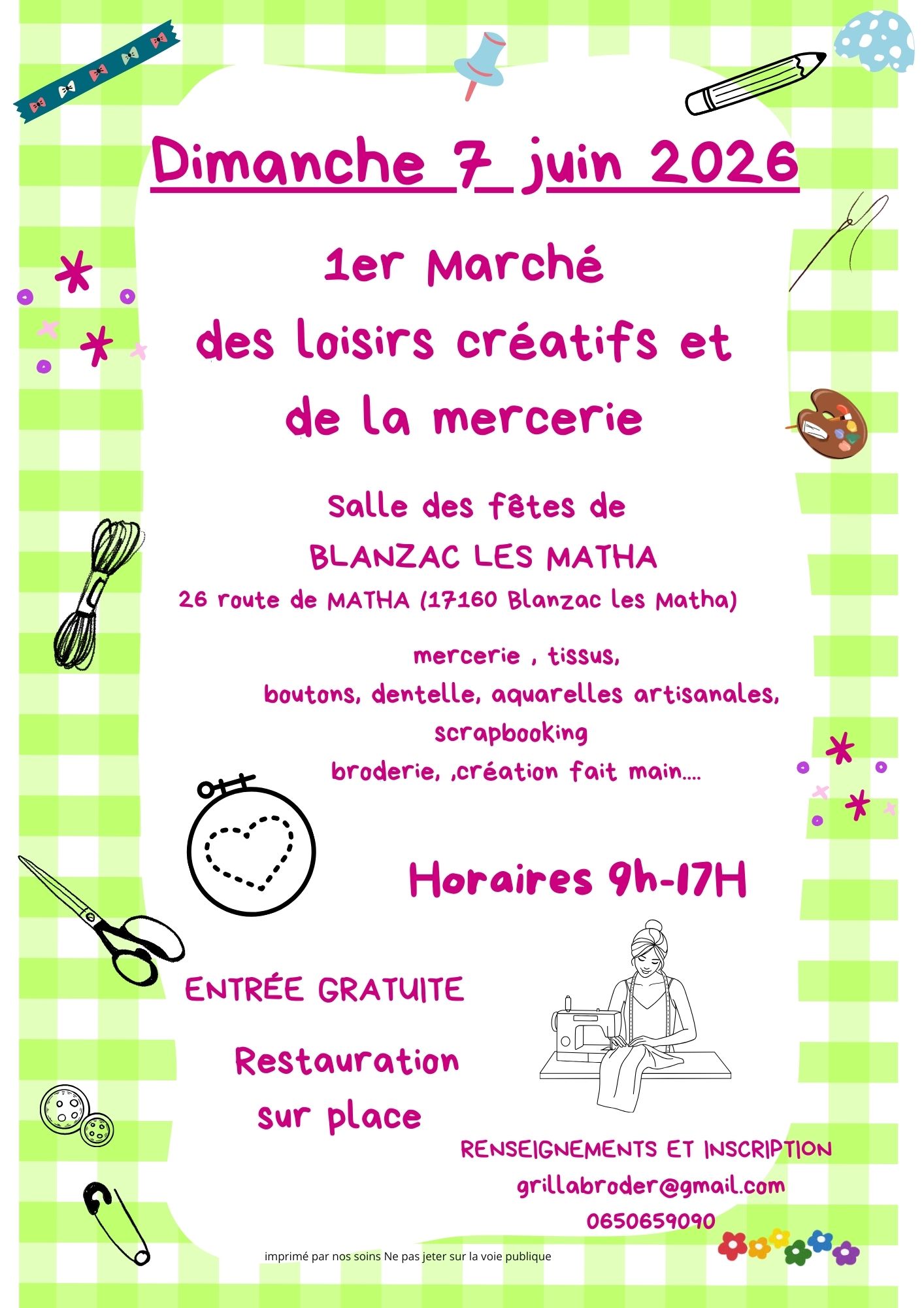 Event flyer for 1er Marché des loisirs créatifs et de la mercerie